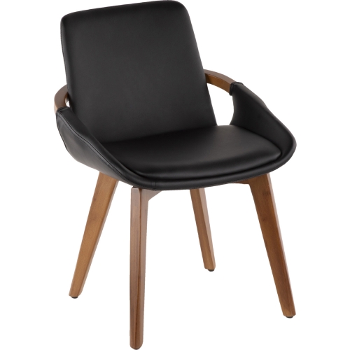Cosmo Accent Chair in Black Leatherette & Walnut Finish